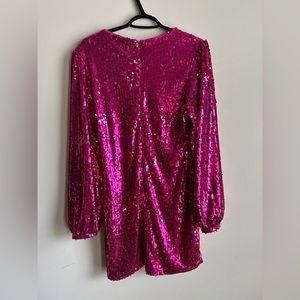 Pink Long Sleeve Sequin Dress